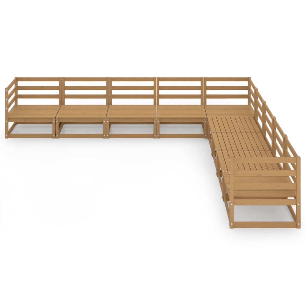 vidaXL 9-delige Loungeset massief grenenhout honingbruin afbeelding