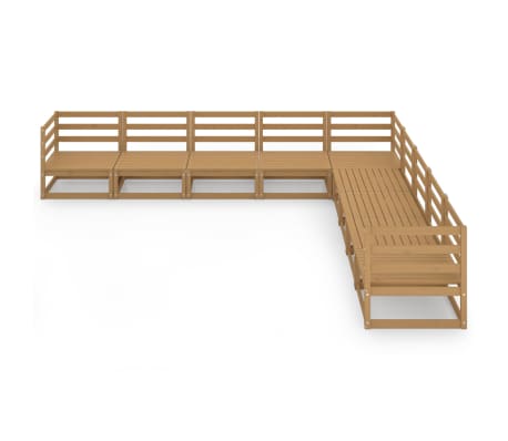 vidaXL Salon de jardin 9 pcs marron miel bois de pin massif