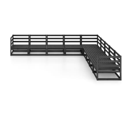 vidaXL Salon de jardin 9 pcs noir bois de pin massif