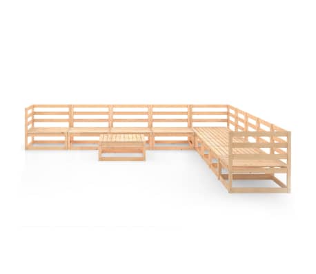 vidaXL Sodo poilsio baldų komplektas, 10 dalių, pu&scaron;ies masyvas