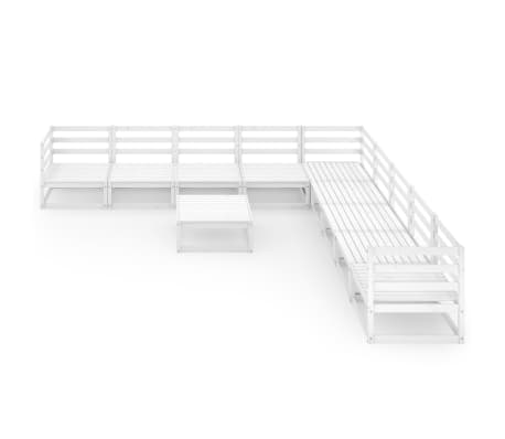 vidaXL Sodo poilsio komplektas, 10 dalių, baltas, pu&scaron;ies masyvas