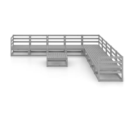 vidaXL Sodo poilsio baldų komplektas, 10 dalių, pilkas, pu&scaron;ies masyvas