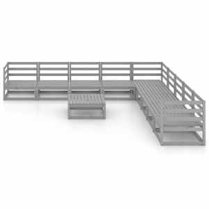 vidaXL Sodo poilsio baldų komplektas, 10 dalių, pilkas, pu&scaron;ies masyvas