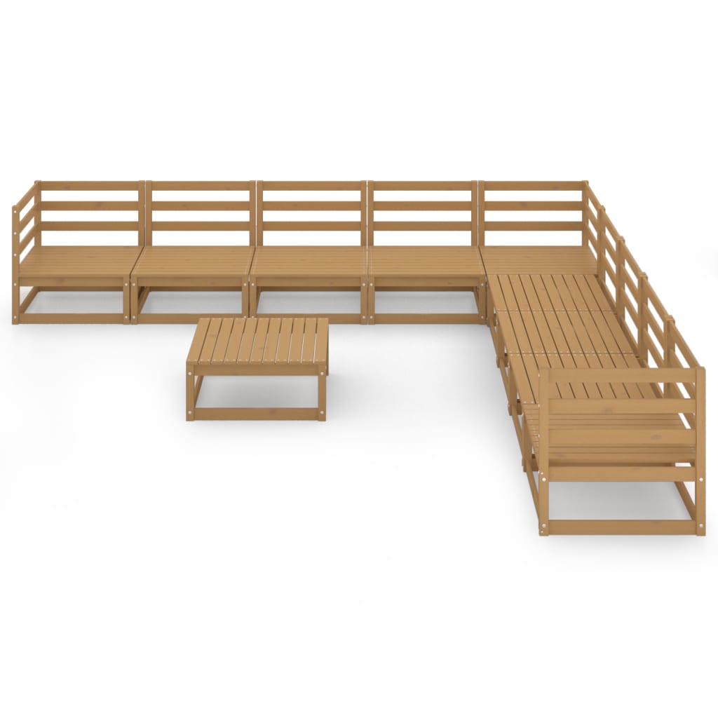 vidaXL 10-delige Loungeset massief grenenhout honingbruin afbeelding