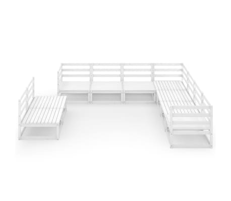 vidaXL Sodo poilsio baldų komplektas, 9 dalių, baltas, pu&scaron;ies masyvas