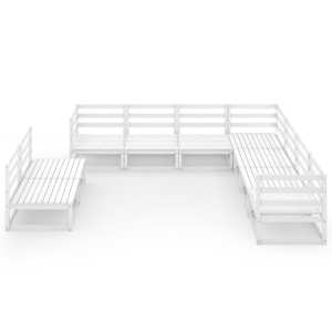 vidaXL Sodo poilsio baldų komplektas, 9 dalių, baltas, pu&scaron;ies masyvas