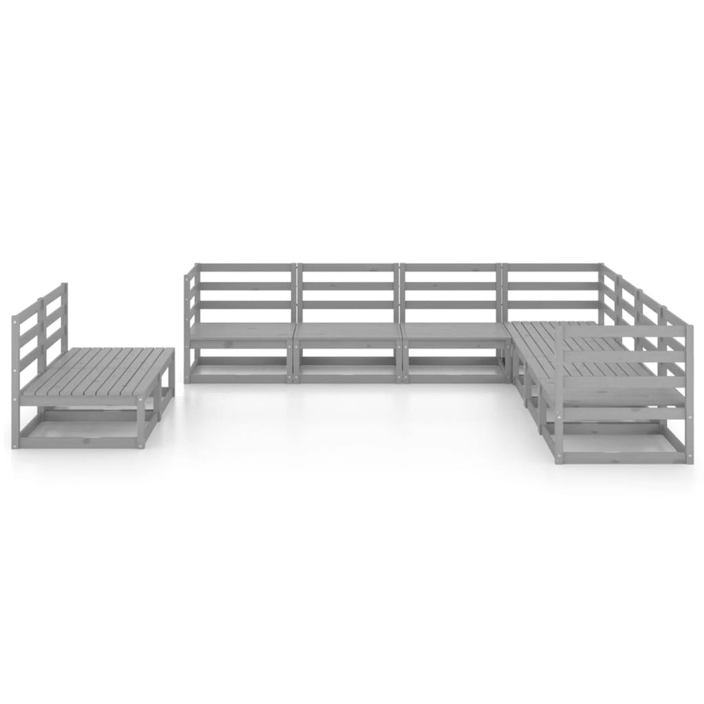 

vidaXL 9-delige Loungeset massief grenenhout grijs