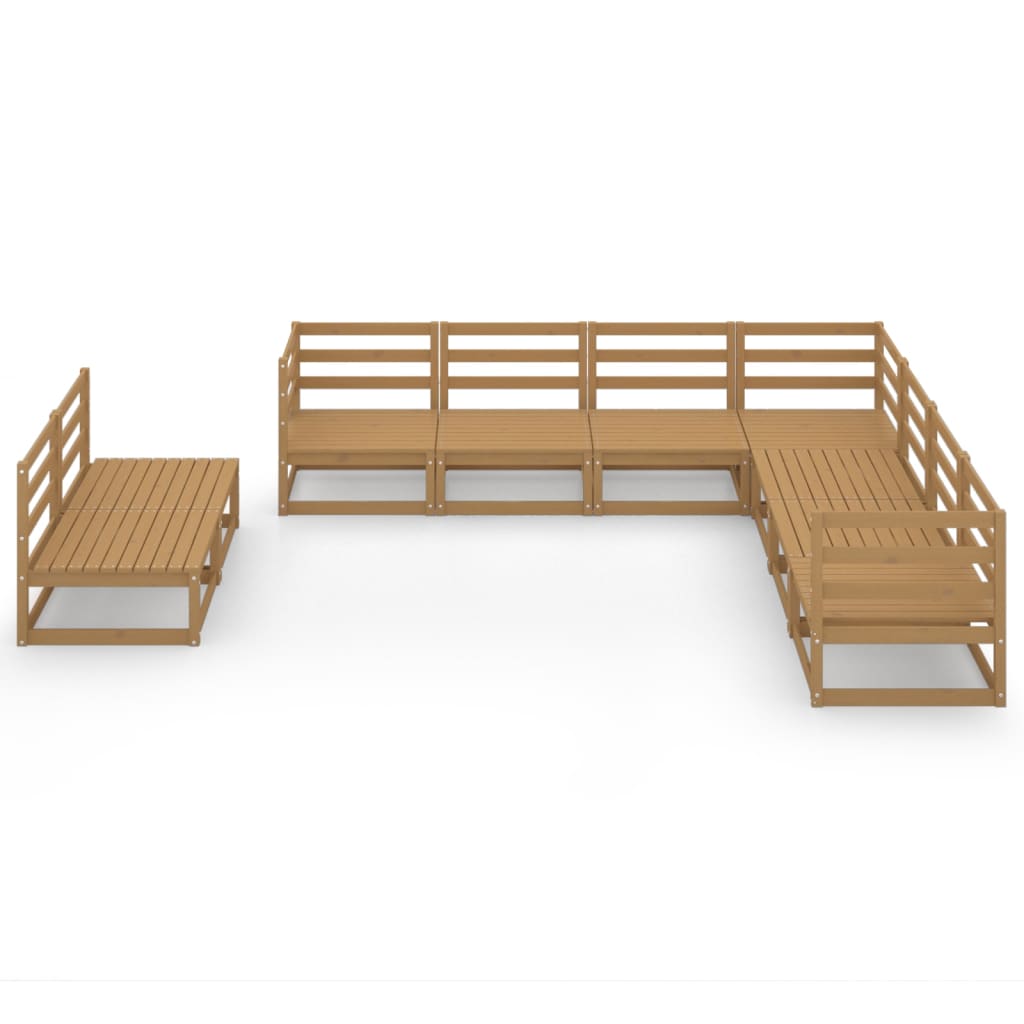 

vidaXL 9-delige Loungeset massief grenenhout honingbruin