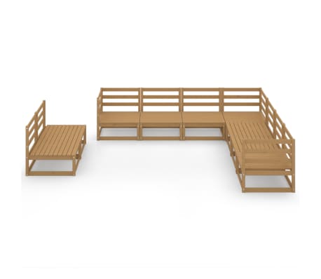 vidaXL Salon de jardin 9 pcs marron miel bois de pin massif