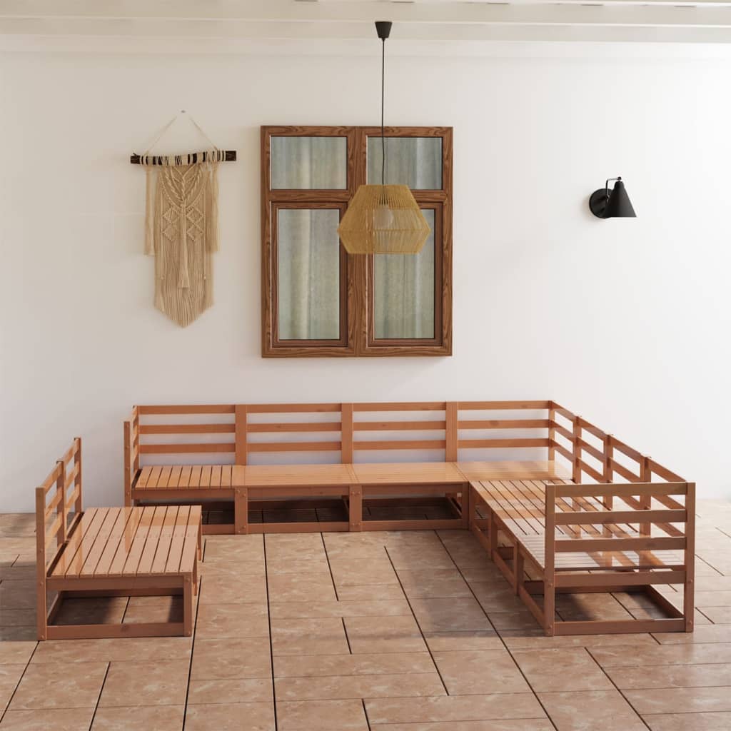 9-tlg. Garten-Lounge-Set Honigbraun Massivholz Kiefer kaufen