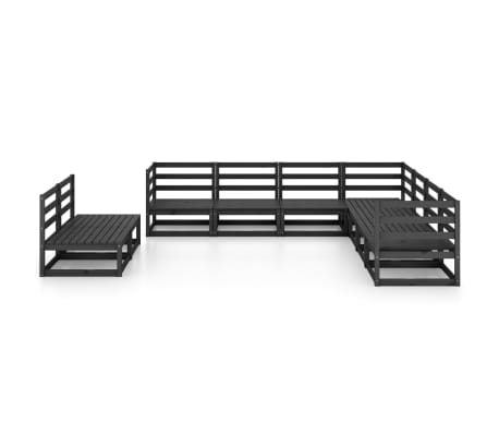 vidaXL 9-tlg. Garten-Lounge-Set Schwarz Massivholz Kiefer