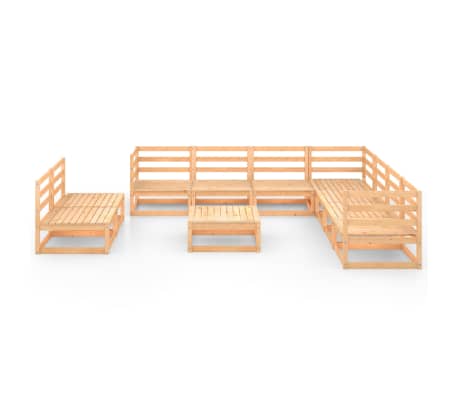 vidaXL Sodo poilsio baldų komplektas, 10 dalių, pu&scaron;ies masyvas