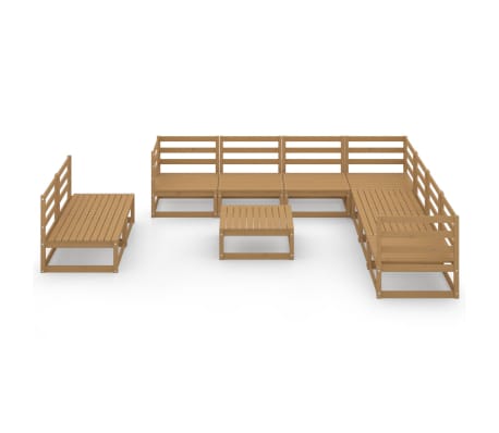 vidaXL 10-tlg. Garten-Lounge-Set Honigbraun Massivholz Kiefer