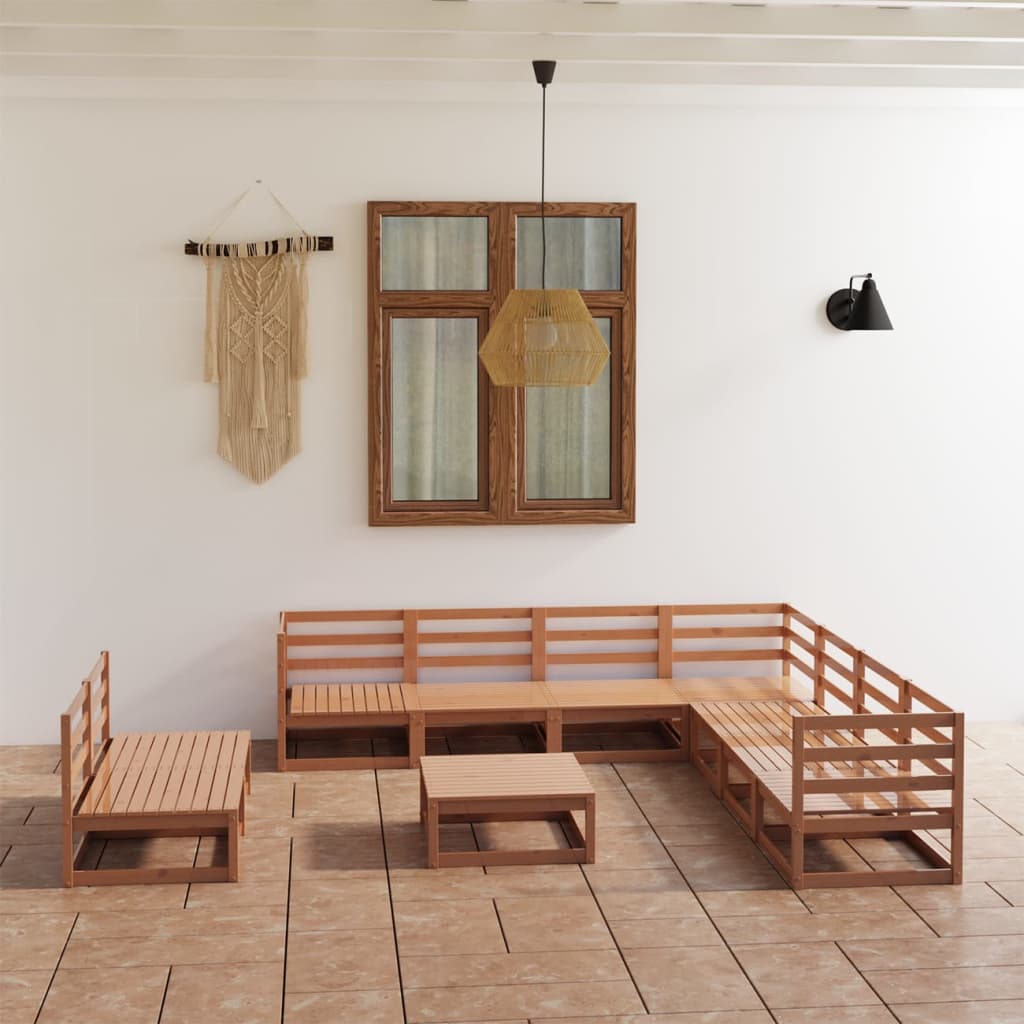 10-tlg. Garten-Lounge-Set Honigbraun Massivholz Kiefer kaufen