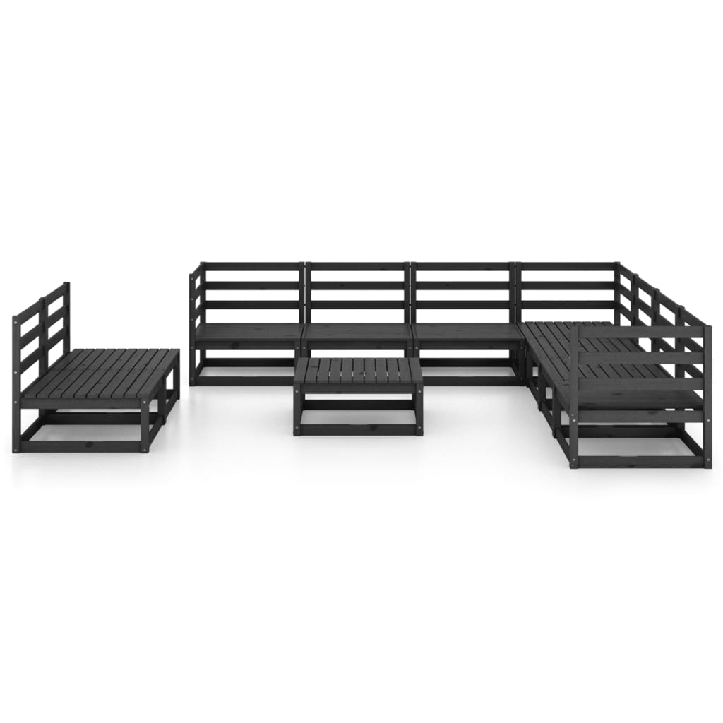 Thumbnail - vidaXL 10-tlg. Garten-Lounge-Set Schwarz Massivholz Kiefer