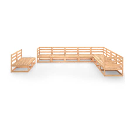 vidaXL Sodo poilsio baldų komplektas, 10 dalių, pu&scaron;ies masyvas