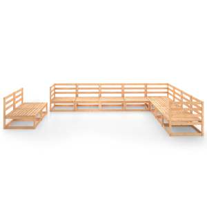 vidaXL Sodo poilsio baldų komplektas, 10 dalių, pu&scaron;ies masyvas