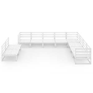 vidaXL Sodo poilsio komplektas, 10 dalių, baltas, pu&scaron;ies masyvas