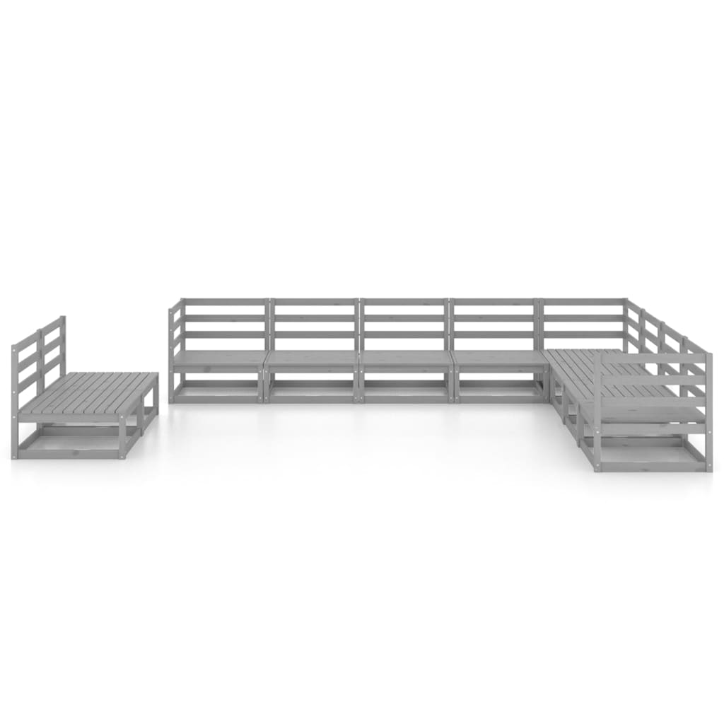 

vidaXL 10-delige Loungeset massief grenenhout grijs