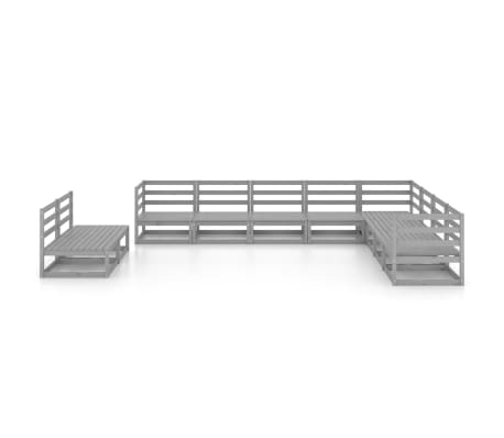 vidaXL Sodo poilsio baldų komplektas, 10 dalių, pilkas, pu&scaron;ies masyvas