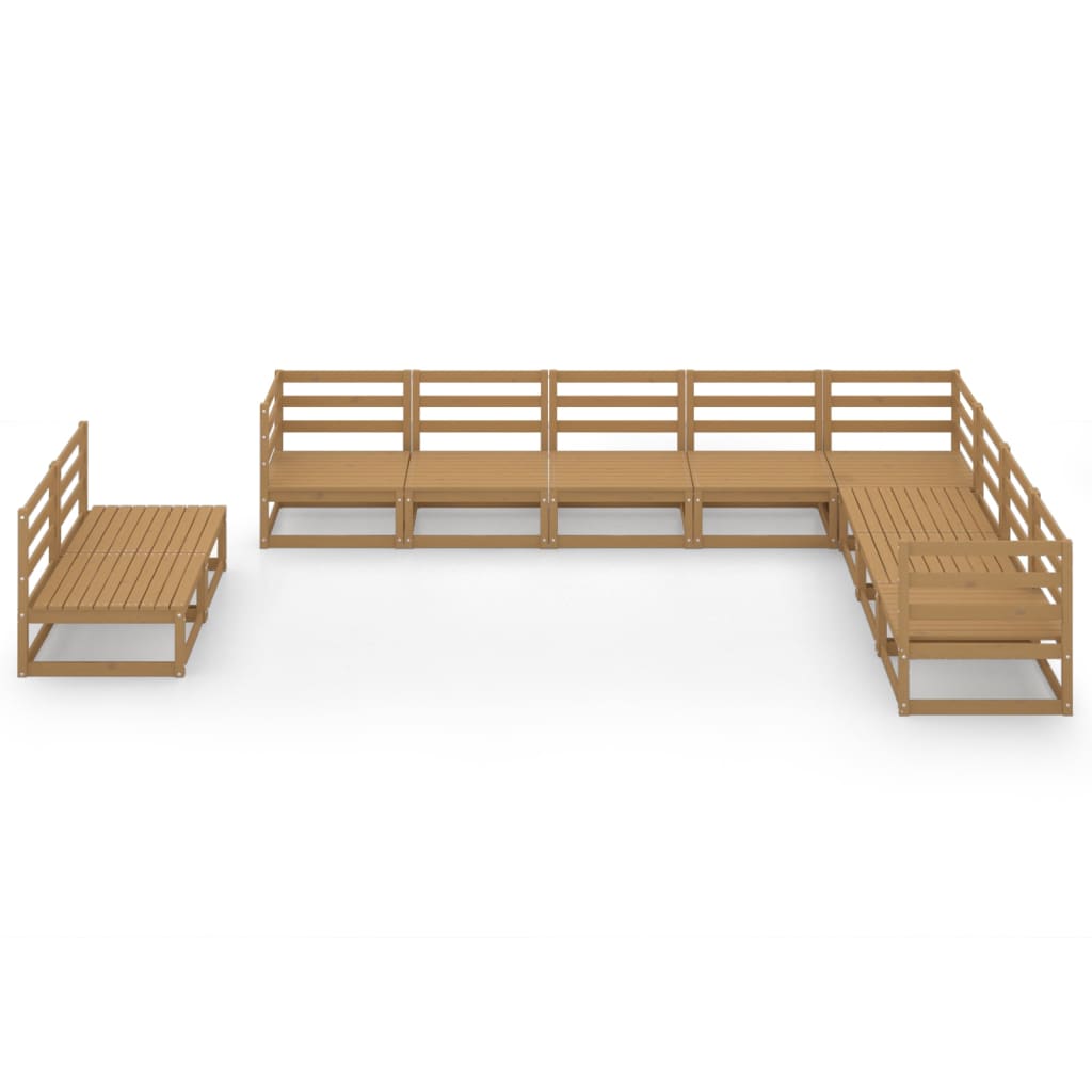 

vidaXL 10-delige Loungeset massief grenenhout honingbruin