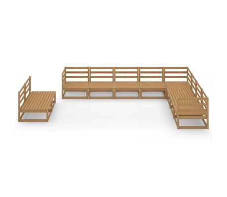 vidaXL Salon de jardin 10 pcs marron miel bois de pin massif