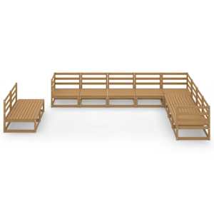 vidaXL Salon de jardin 10 pcs marron miel bois de pin massif