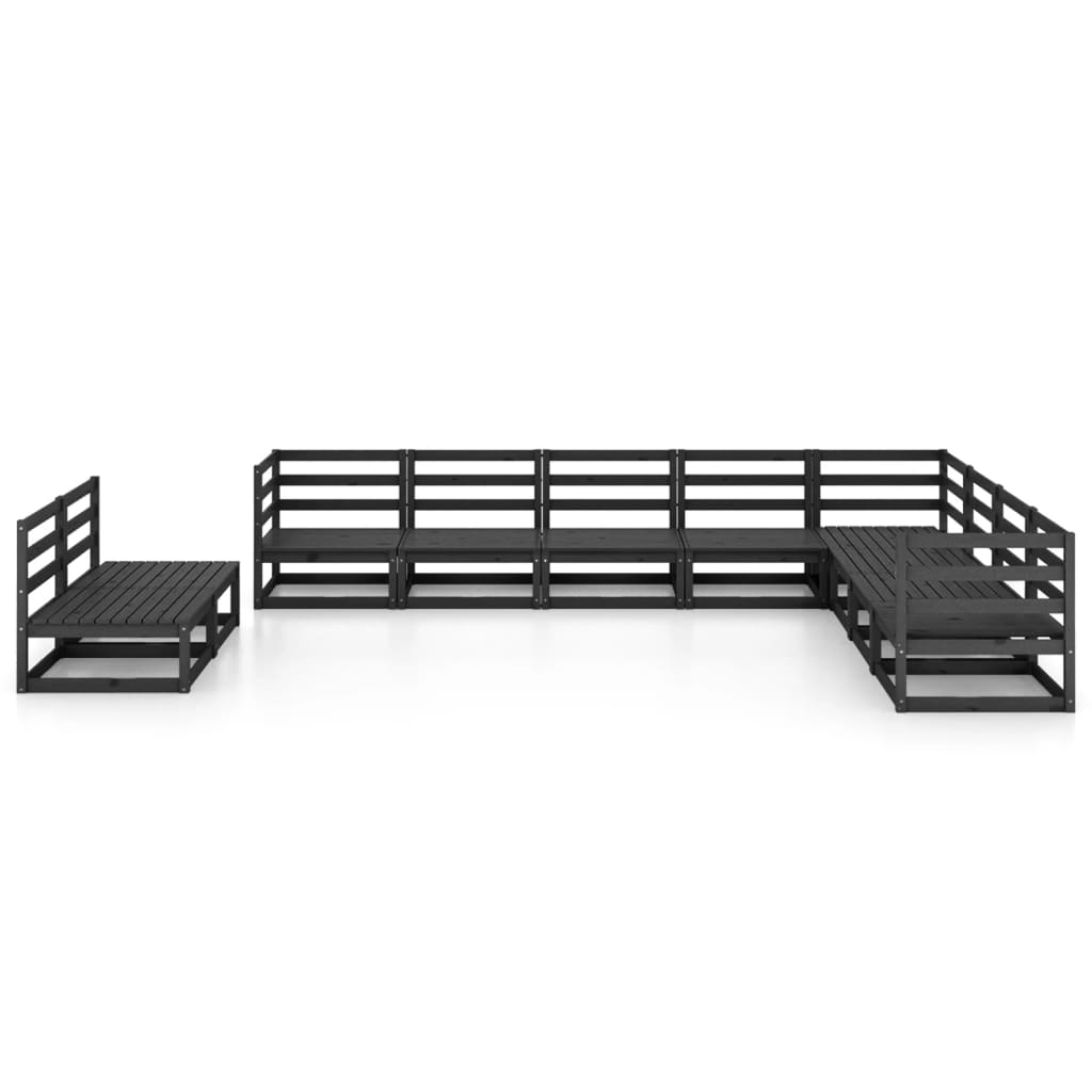 vidaXL 10-delige Loungeset massief grenenhout zwart afbeelding