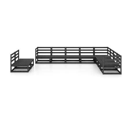 vidaXL 10-tlg. Garten-Lounge-Set Schwarz Massivholz Kiefer