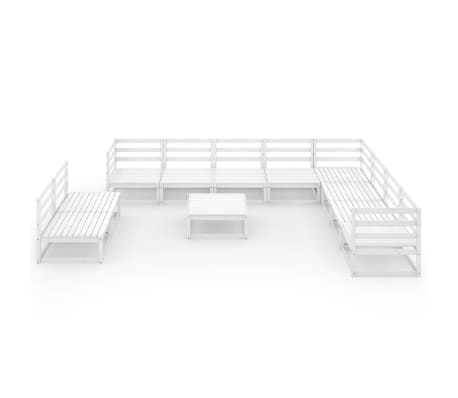 vidaXL Sodo poilsio komplektas, 11 dalių, baltas, pu&scaron;ies masyvas