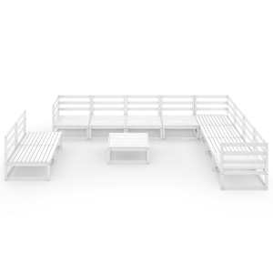 vidaXL Sodo poilsio komplektas, 11 dalių, baltas, pu&scaron;ies masyvas