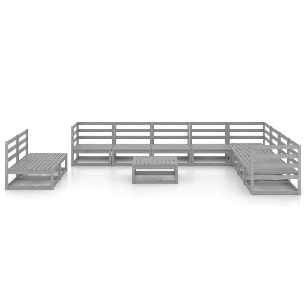 

vidaXL 11-delige Loungeset massief grenenhout grijs