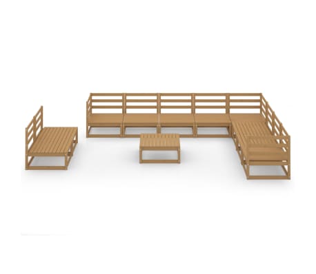 vidaXL Salon de jardin 11 pcs marron miel bois de pin massif