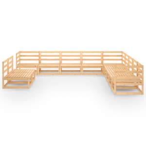 vidaXL Sodo poilsio baldų komplektas, 11 dalių, pu&scaron;ies masyvas