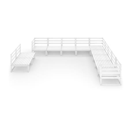 vidaXL Sodo poilsio komplektas, 11 dalių, baltas, pu&scaron;ies masyvas