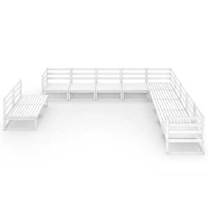 vidaXL Sodo poilsio komplektas, 11 dalių, baltas, pu&scaron;ies masyvas