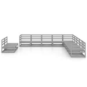 vidaXL Sodo poilsio baldų komplektas, 11 dalių, pilkas, pu&scaron;ies masyvas