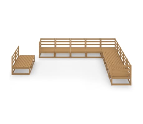 vidaXL Salon de jardin 11 pcs marron miel bois de pin massif