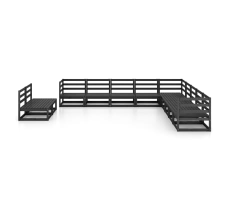 vidaXL 11-delige Loungeset massief grenenhout zwart