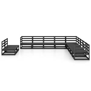 vidaXL 11-delige Loungeset massief grenenhout zwart