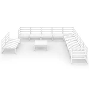 vidaXL Sodo poilsio komplektas, 12 dalių, baltas, pu&scaron;ies masyvas