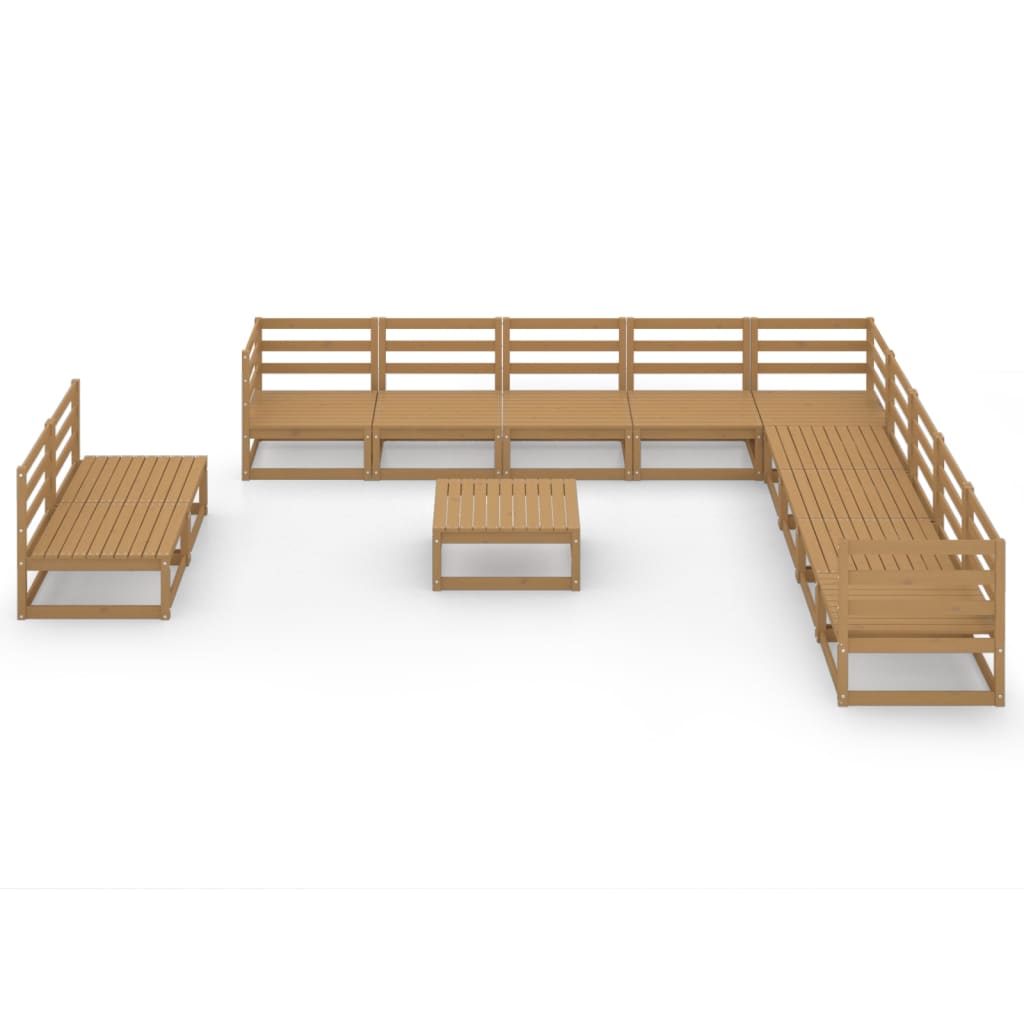 

vidaXL 12-delige Loungeset massief grenenhout honingbruin