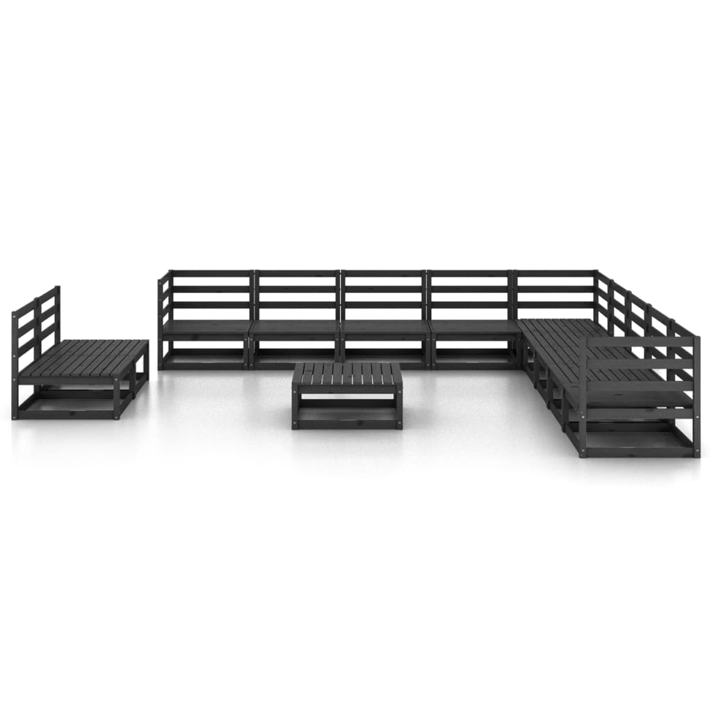 vidaXL 12-delige Loungeset massief grenenhout zwart afbeelding