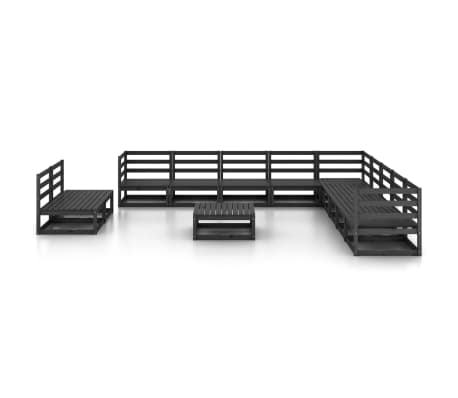 vidaXL 12-tlg. Garten-Lounge-Set Schwarz Massivholz Kiefer