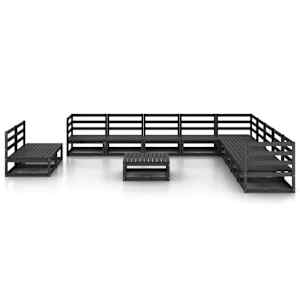 vidaXL 12-tlg. Garten-Lounge-Set Schwarz Massivholz Kiefer