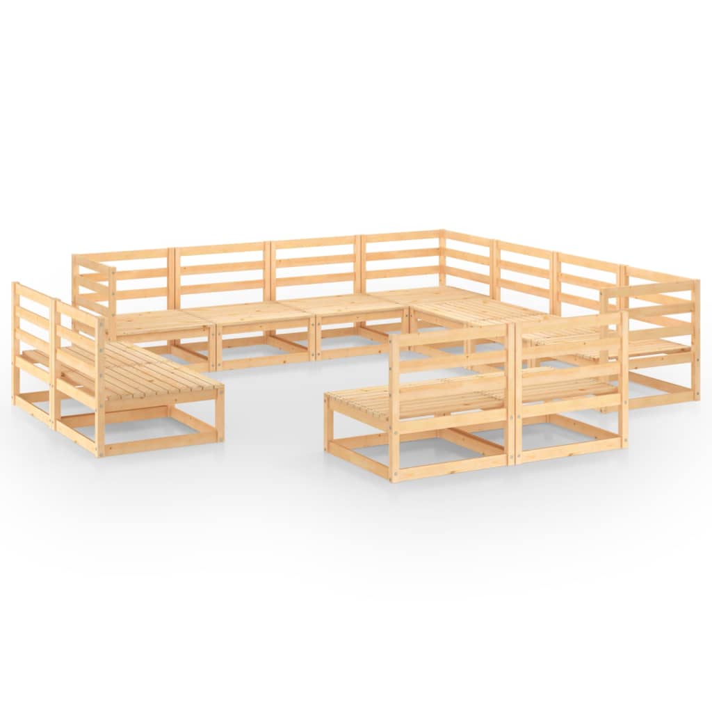 Градински лаундж комплект, 11 части, бор масив