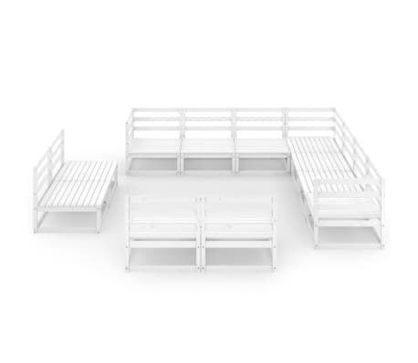 vidaXL Sodo poilsio komplektas, 11 dalių, baltas, pu&scaron;ies masyvas