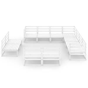 vidaXL Sodo poilsio komplektas, 11 dalių, baltas, pu&scaron;ies masyvas
