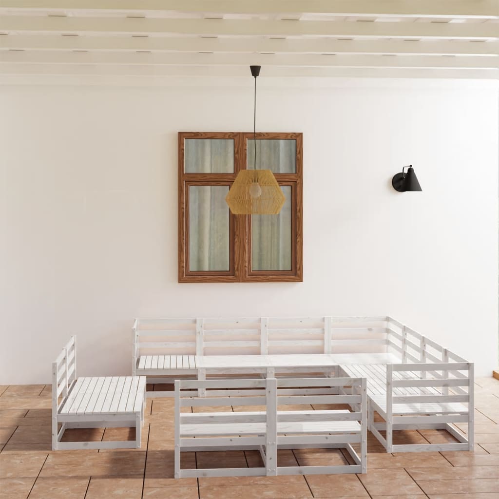 11-tlg. Garten-Lounge-Set Weiß Kiefer Massivholz kaufen