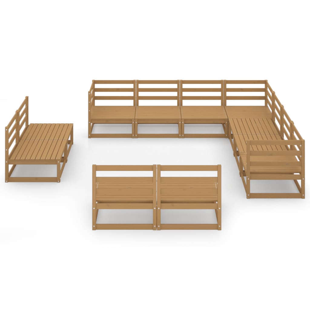 

vidaXL 11-delige Loungeset massief grenenhout honingbruin